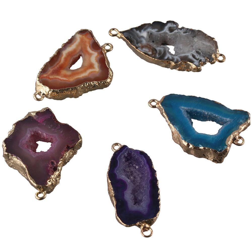 2167 5 Pcs Natural Stone Charms,Irregular Shape Necklace Connectors Pendant